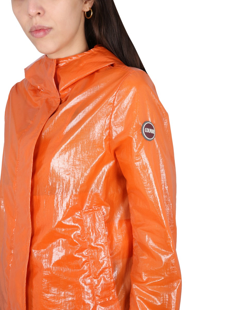 Colmar Waxed Nylon Hooded Jacket — Orange, view 4