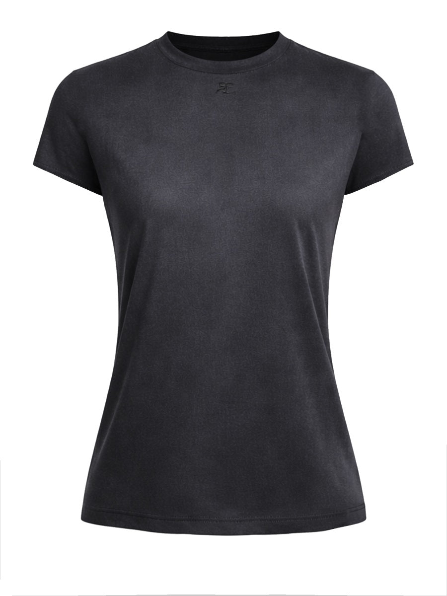 CourrèGes Cotton T-Shirt — Black, view 2