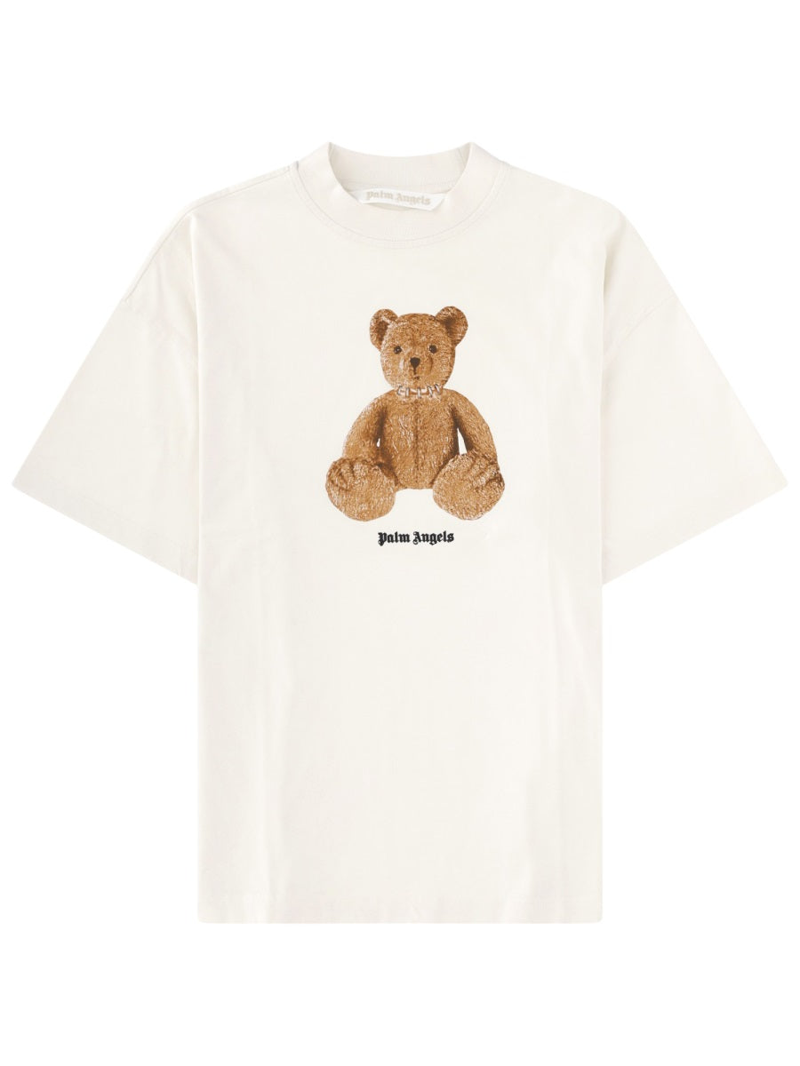 Palm Angels Bear-Motif Cotton T-Shirt — White by Palm Angels