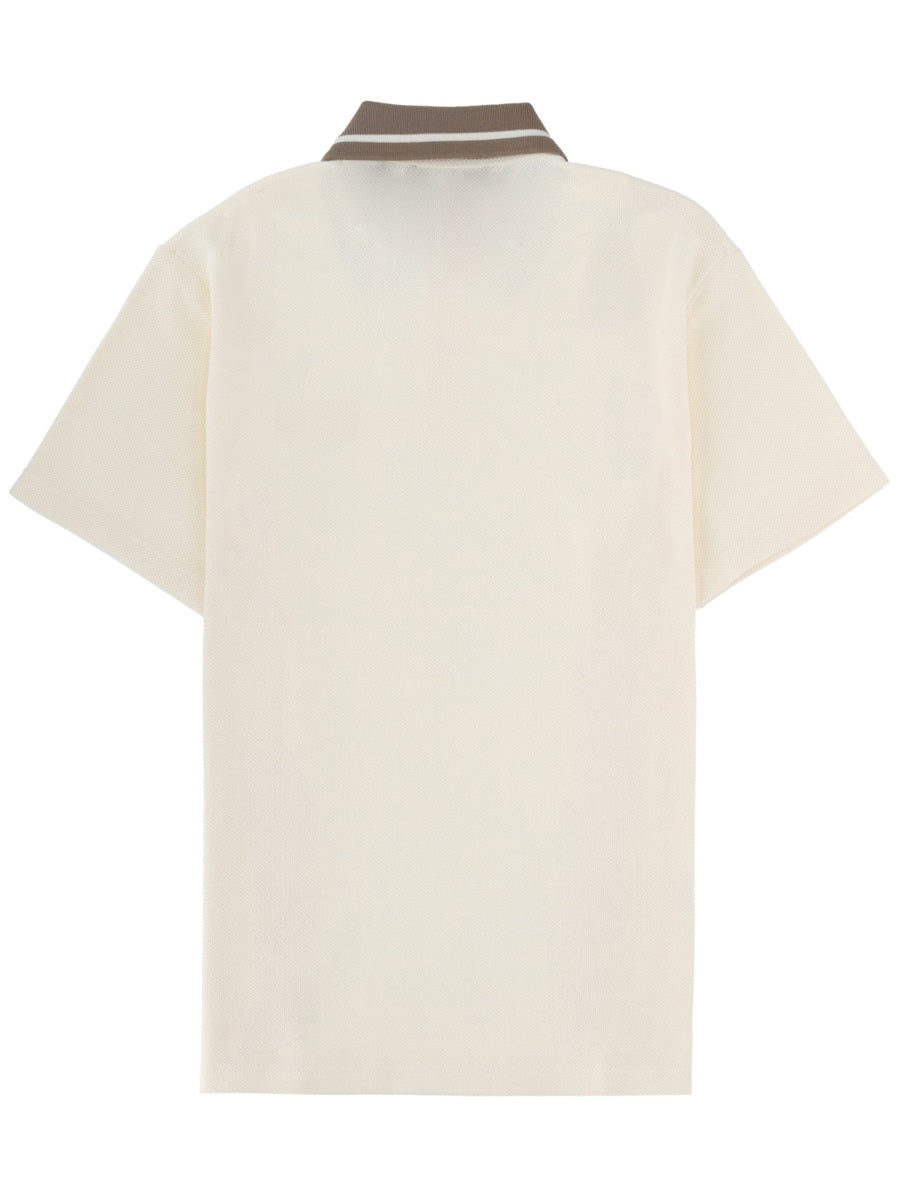 Versace Jeans Couture Patch Logo Cotton Polo Shirt — Ivory, view 2