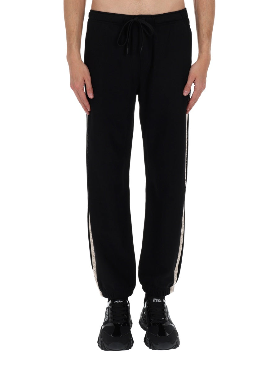 Versace Jeans Couture Tapered Cotton Jogging Trousers — Black, view 6