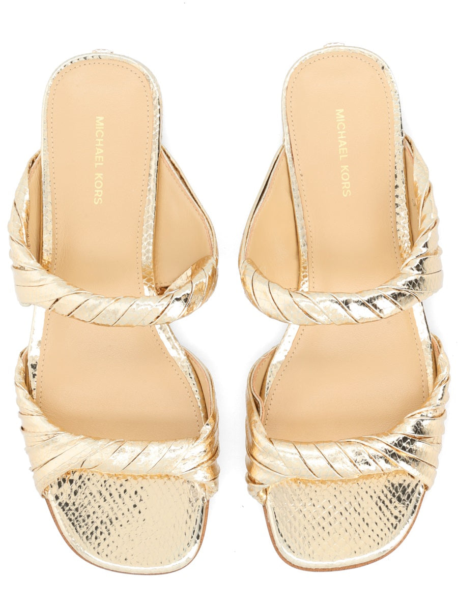Michael Michael Kors Metallic Goat Leather Sandals — Gold, view 3
