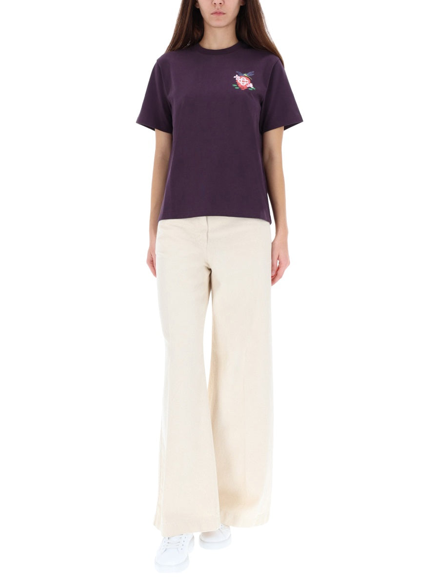 Casablanca Organic Cotton With Floral Print T-Shirt — Purple by Casablanca