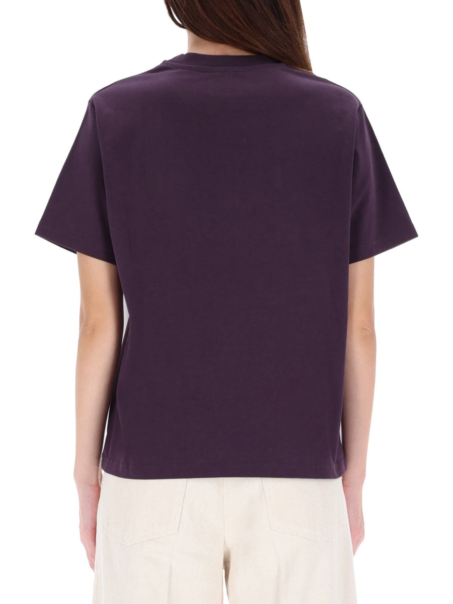 Casablanca Organic Cotton With Floral Print T-Shirt — Purple, view 4