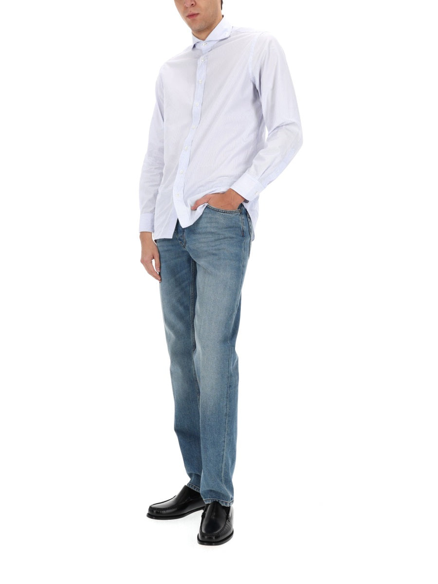 Lardini Cotton Shirt — Blue, view 5