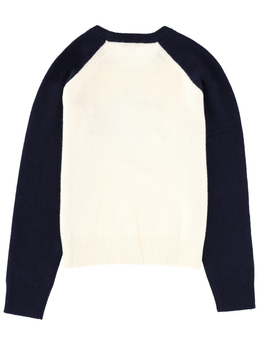 Sporty & Rich Logo Cashmere-Wool Blend Sweater — Multicolor, view 2