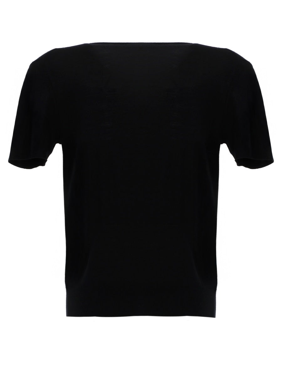 Theory Merino Wool T-Shirt — Black, view 2
