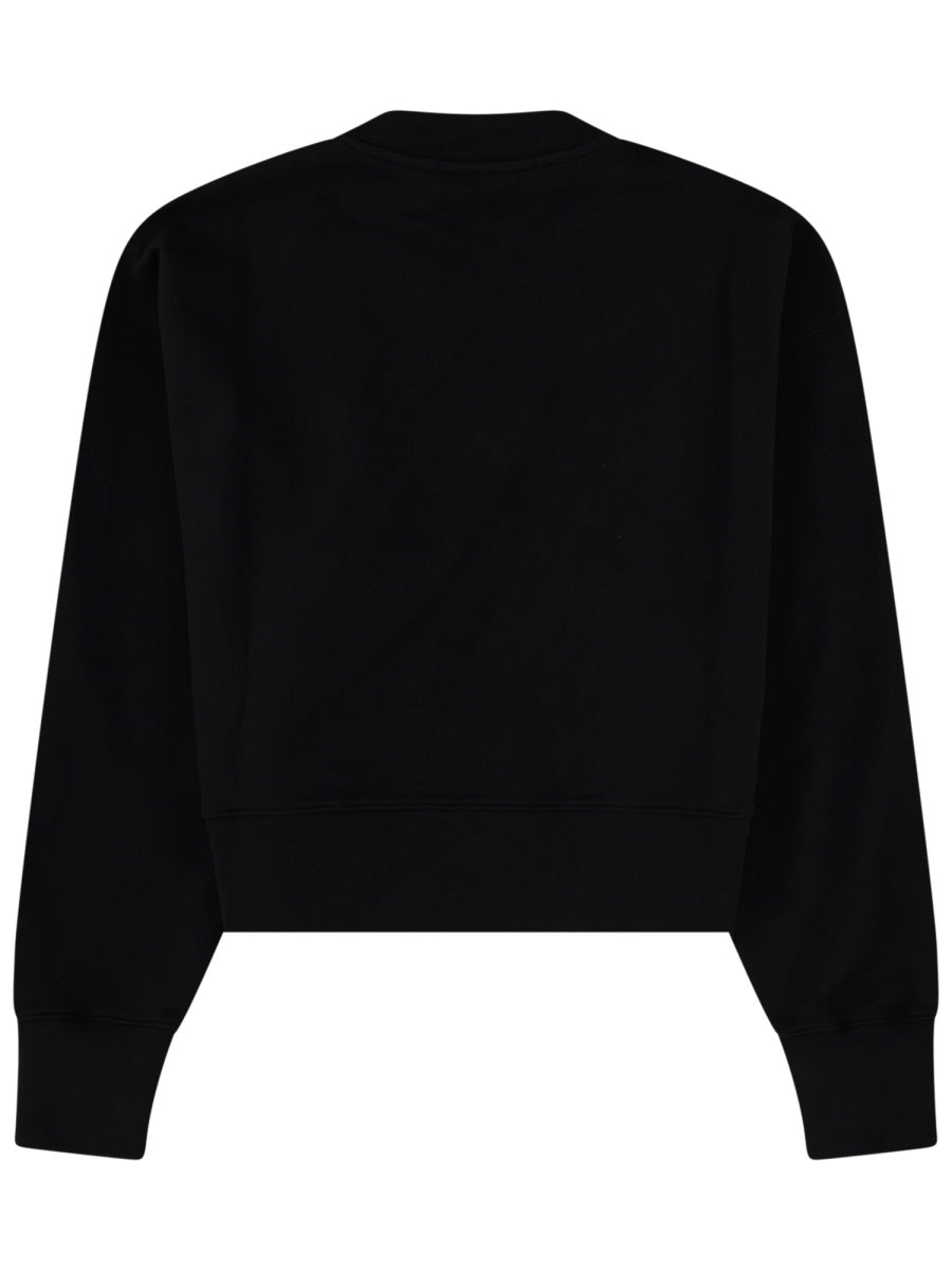 MSGM Logo-Print Cotton Sweatshirt — Black, view 2