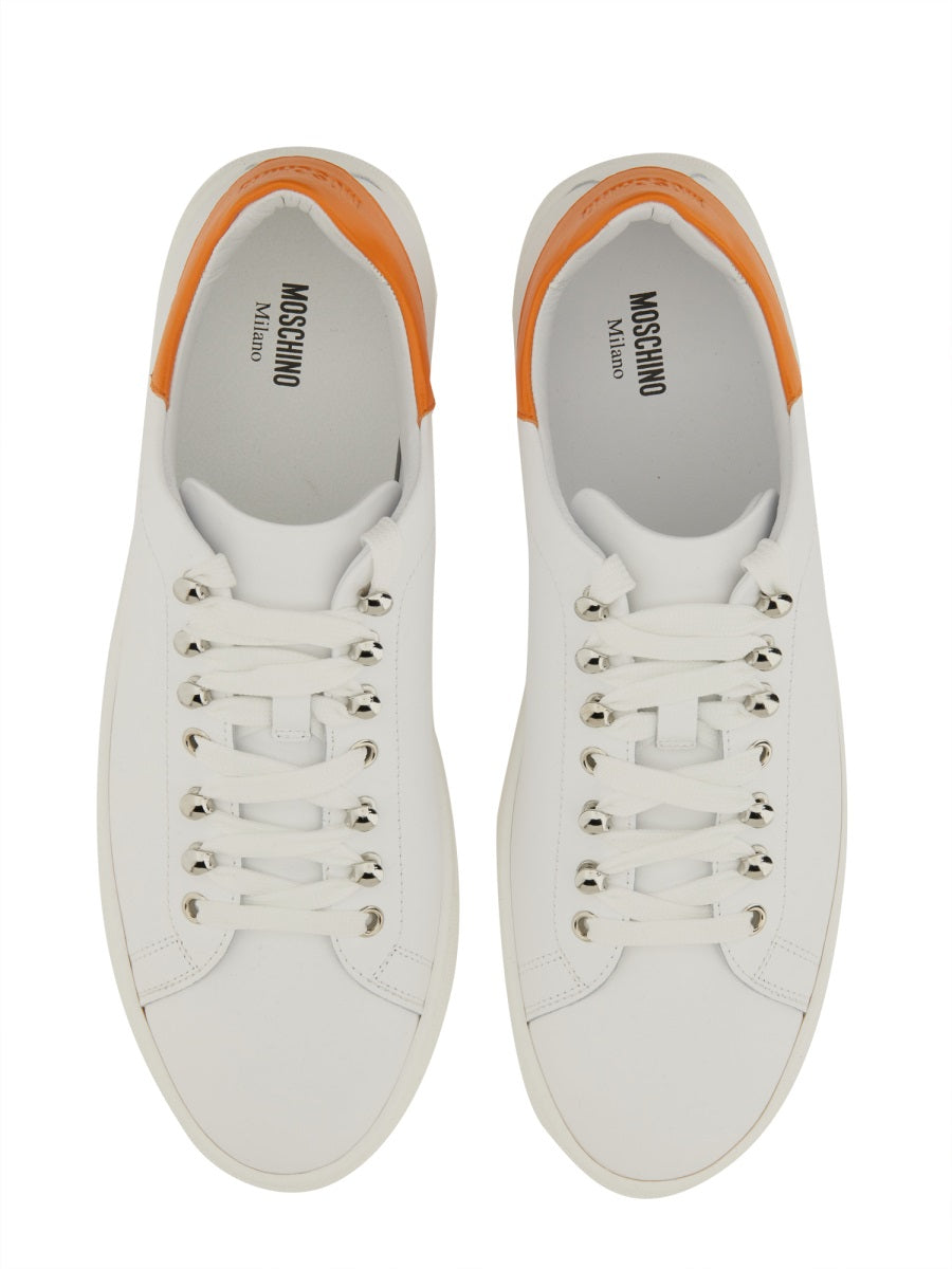 Moschino Leather Sneaker — White, view 3