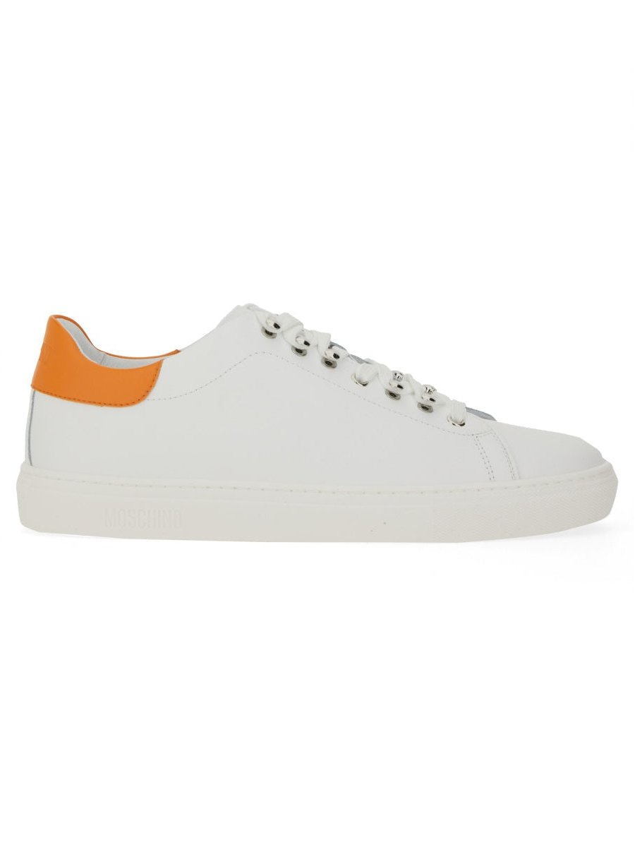 Moschino Leather Sneaker — White, view 5