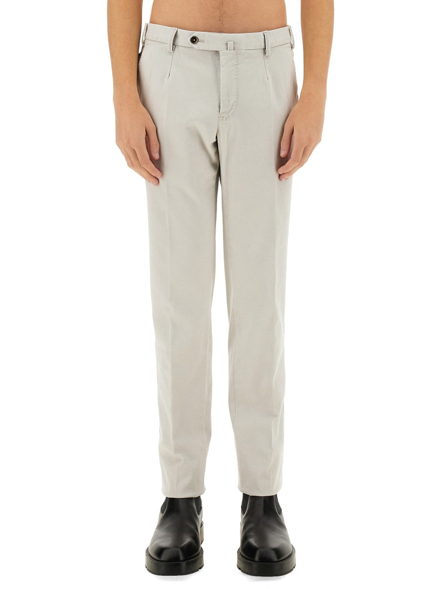 Pt Torino Cotton Trousers — Ivory, view 2