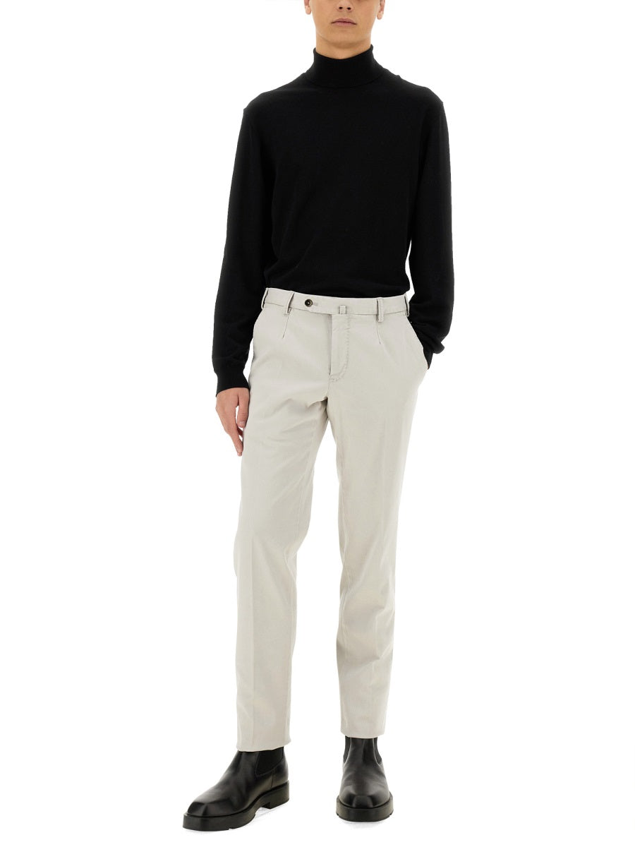 Pt Torino Cotton Trousers — Ivory, view 3
