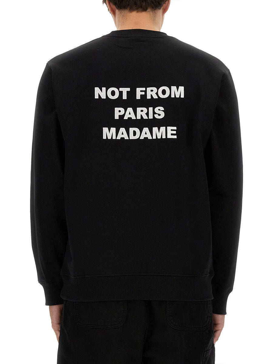 DrôLe De Monsieur Slogan Cotton Sweatshirt — Black, view 4