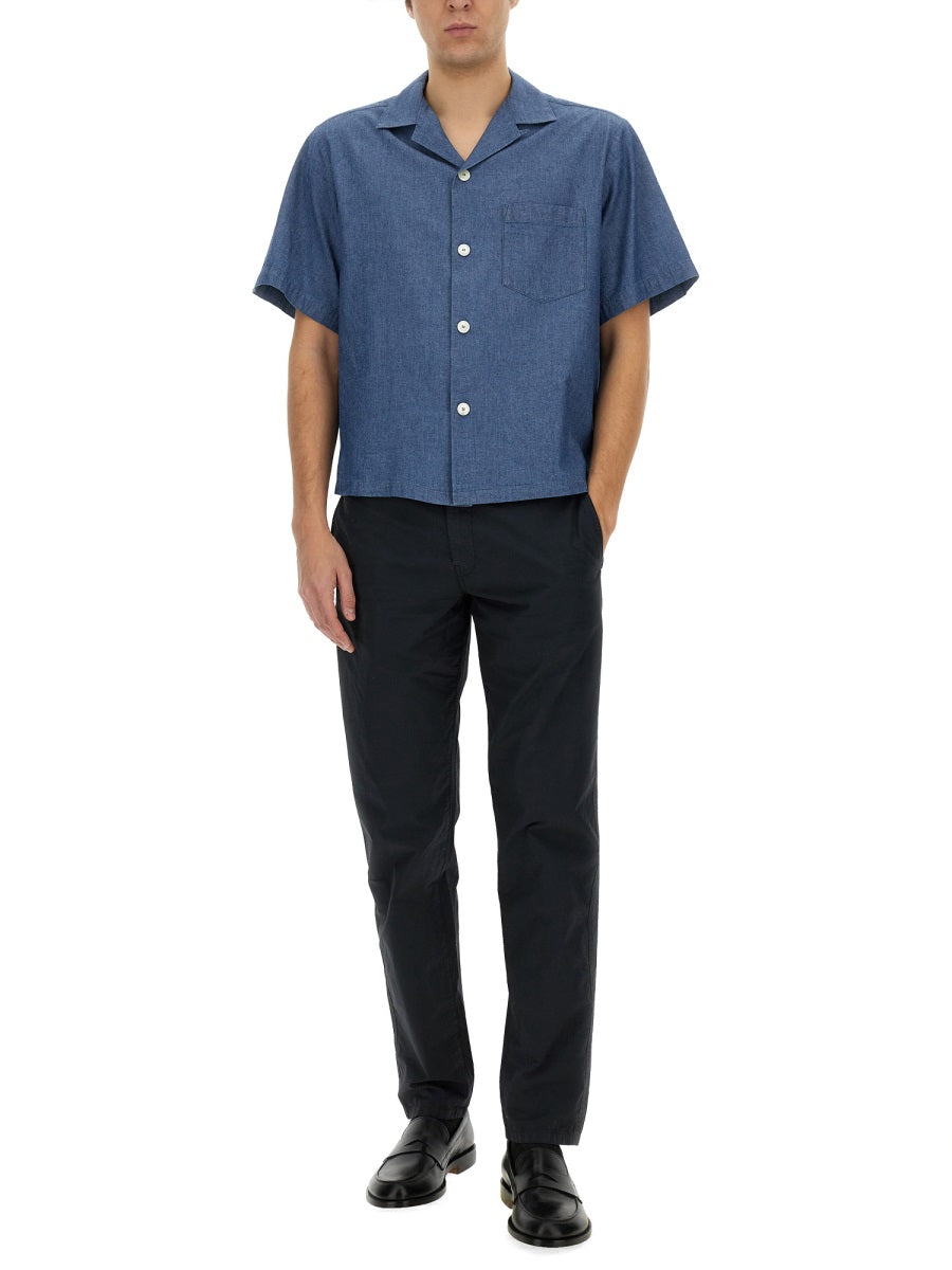Aspesi 100% Cotton Chino Pants — Blue, view 3