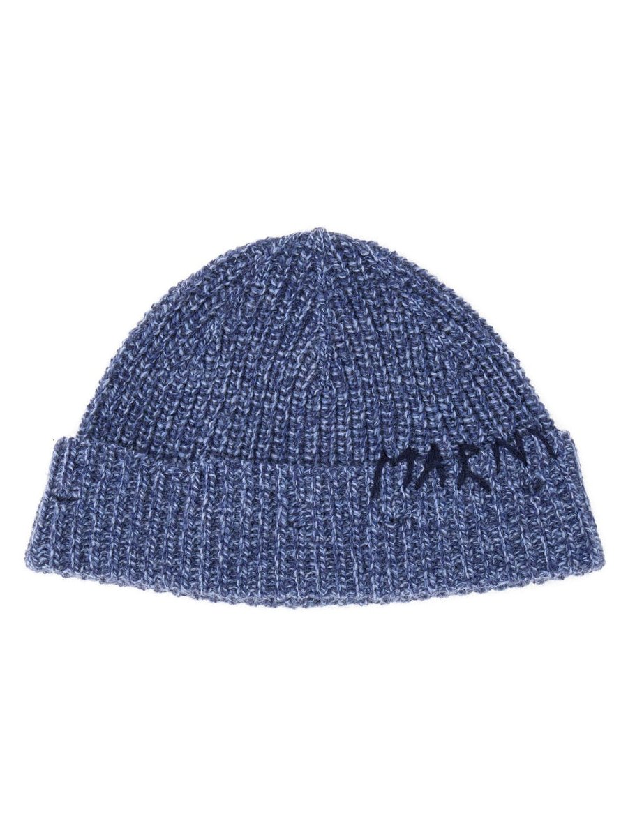 Marni CLMC0173Q0_UFH30100B56 Marni Mending Embroidery Beanie — Blue by Marni