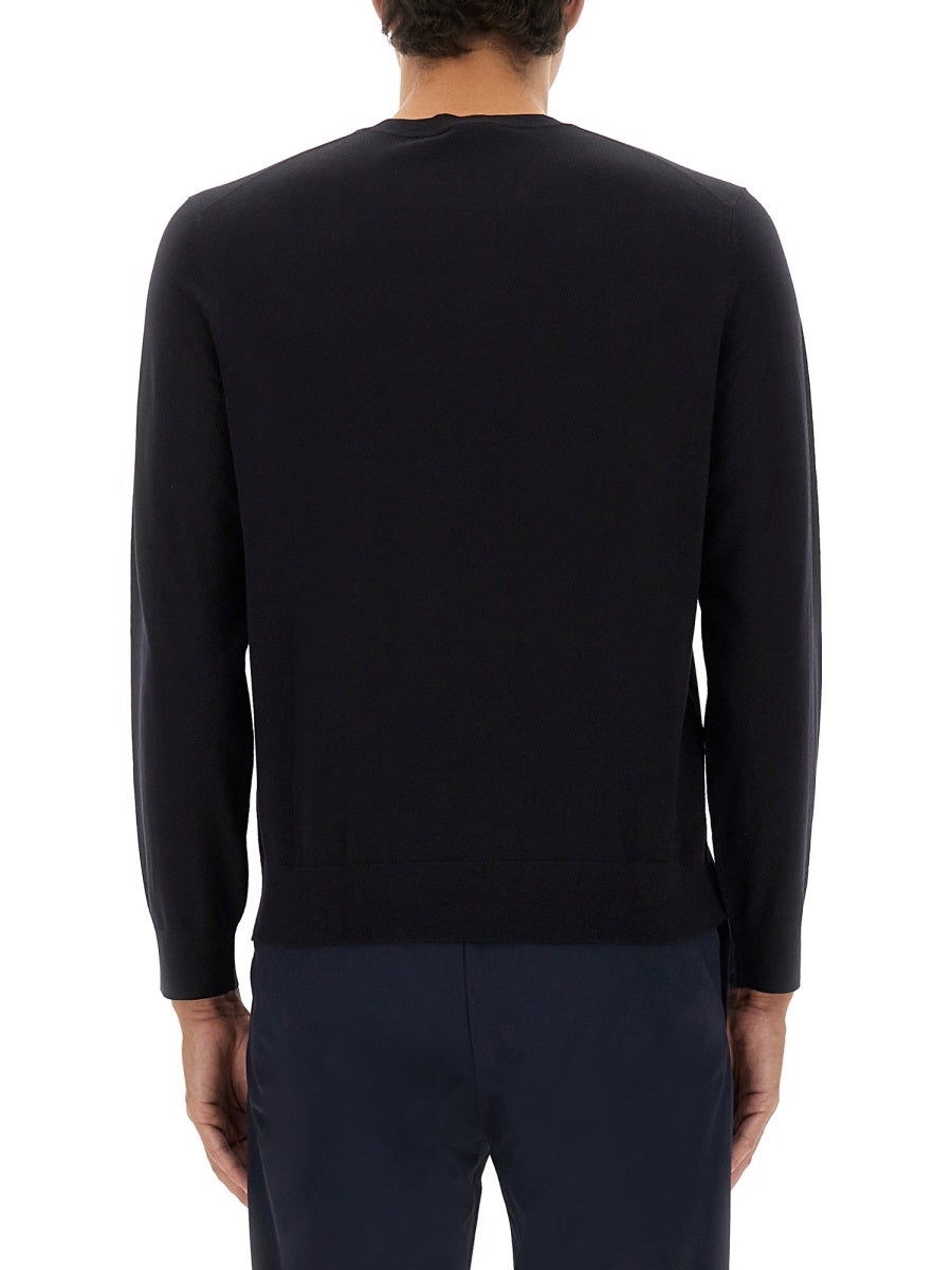 Theory Wool Jersey Sweater — Blue, view 3
