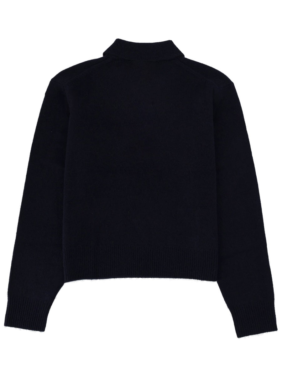 Sporty & Rich Cashmere-Wool Blend Polo Shirt — Blue, view 2