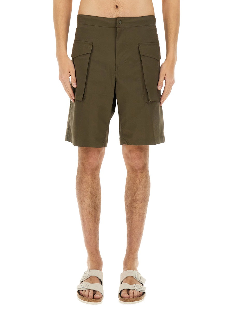 Aspesi Cotton-Blend Chino Shorts — Green, view 2
