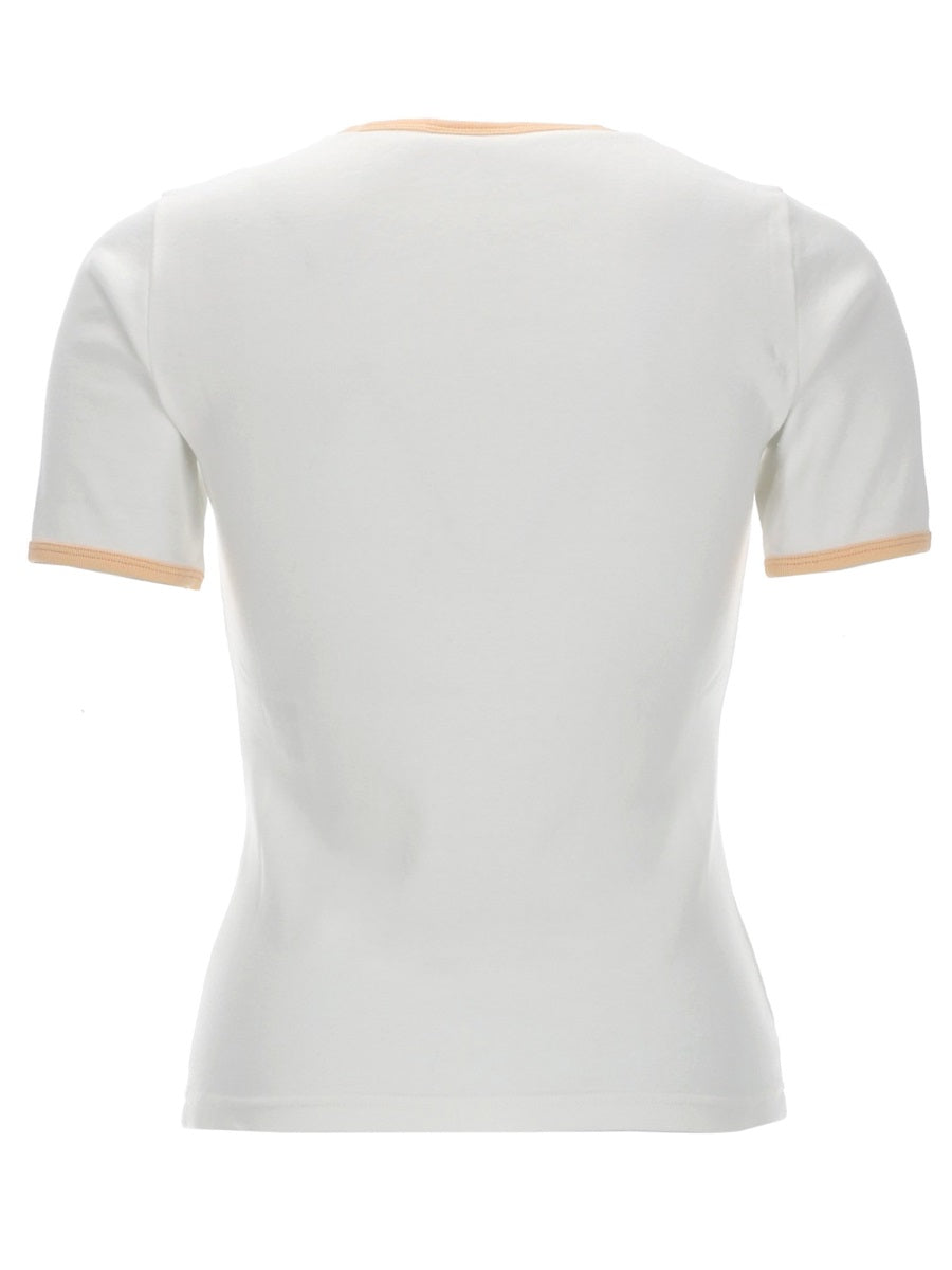 CourrèGes Logo-Embroidered Cotton T-Shirt — White, view 2
