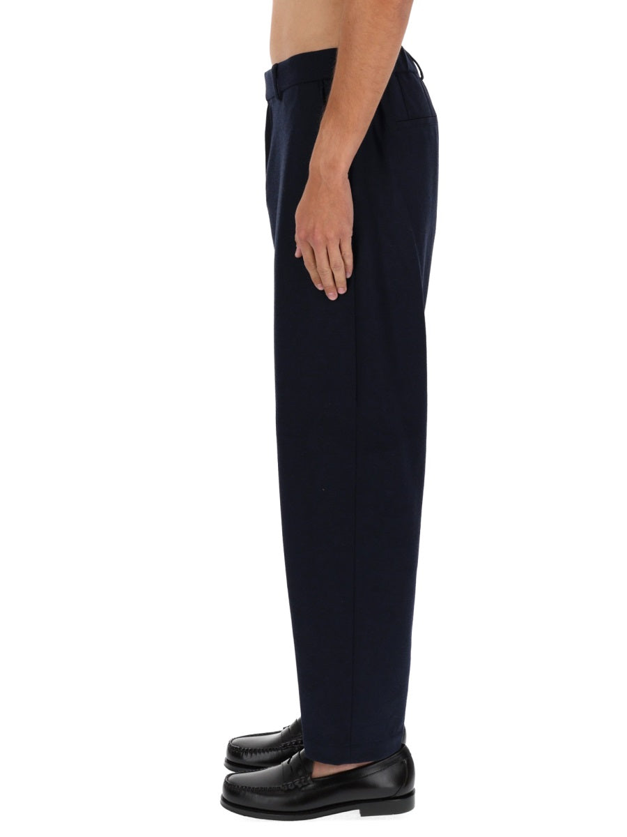Hugo Boss Relaxed Fit Wool Blend Trousers — Blue by Hugo Boss