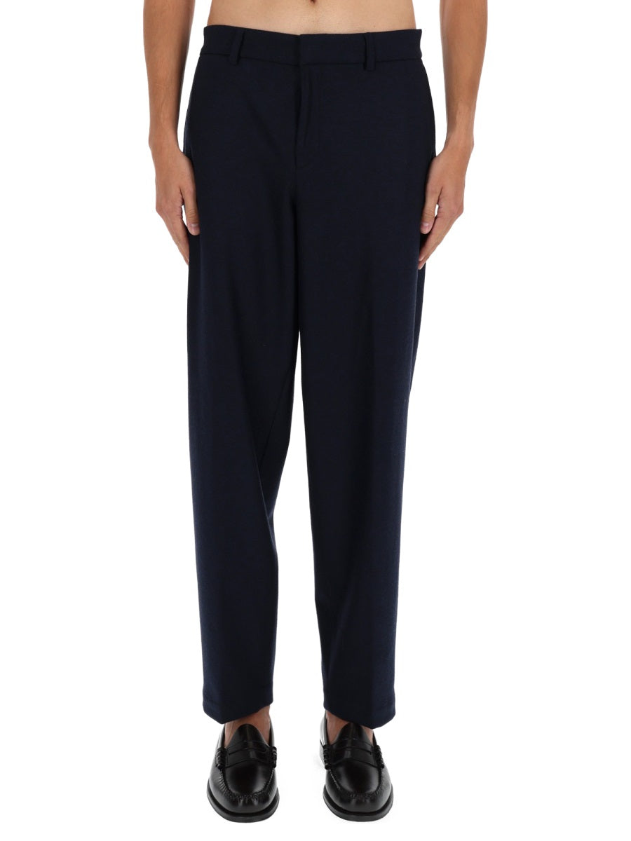 Hugo Boss Relaxed Fit Wool Blend Trousers — Blue, view 3