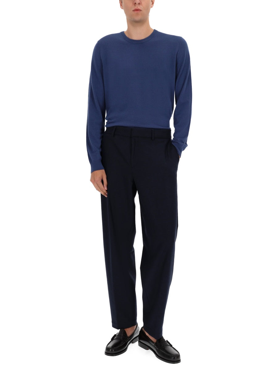 Hugo Boss Relaxed Fit Wool Blend Trousers — Blue, view 4