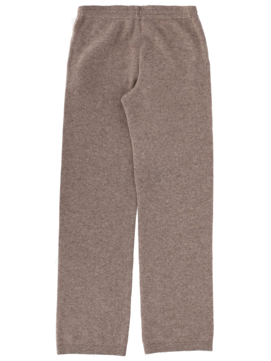 Sporty & Rich Cashmere-Wool Blend Trousers — Brown, view 2