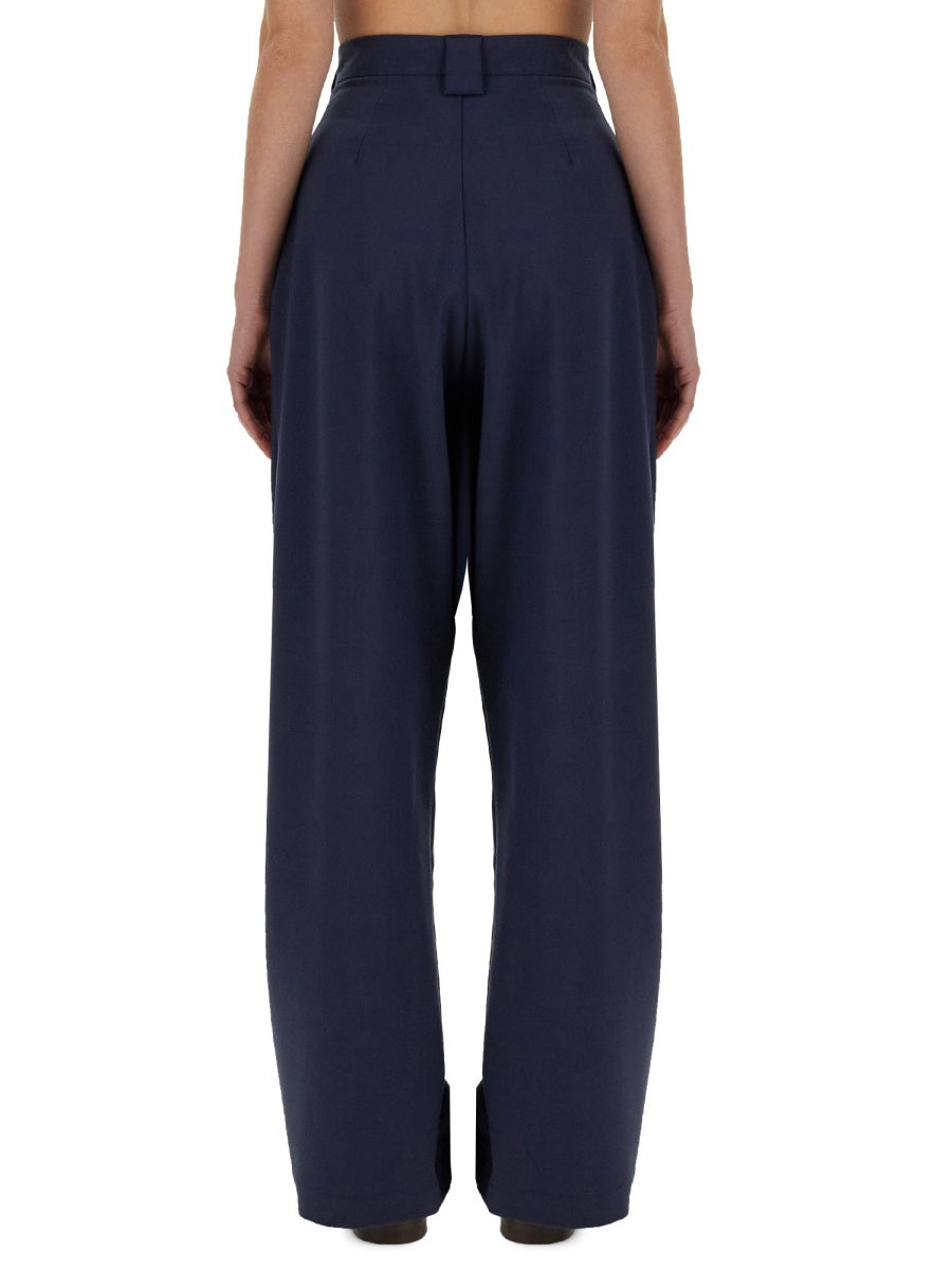 Alysi Virgin Wool Blend Trousers — Blue by Alysi