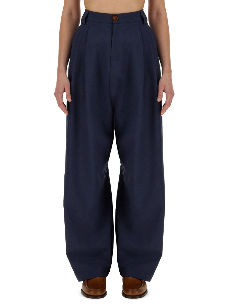 Alysi Virgin Wool Blend Trousers — Blue, view 2