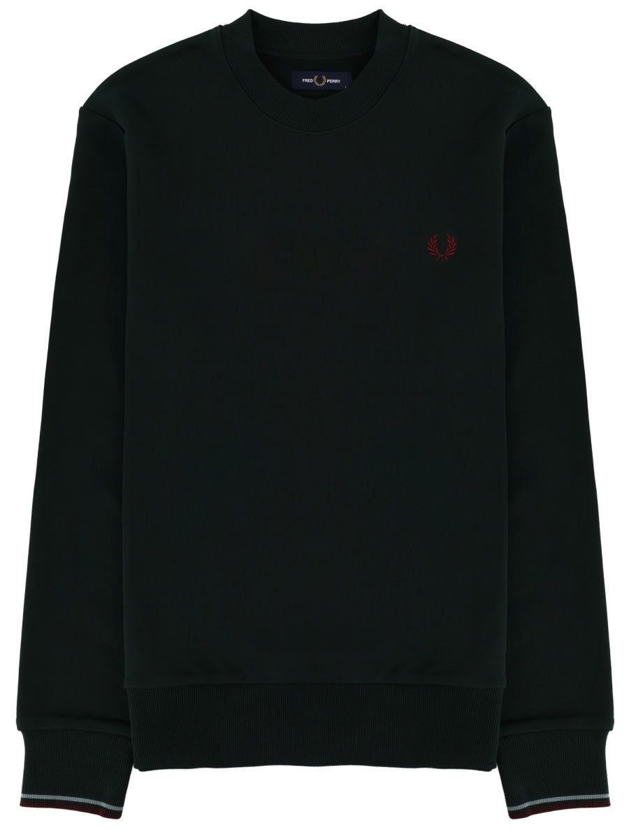 Fred Perry Logo-Embroidered Cotton Sweatshirt — Green by Fred Perry