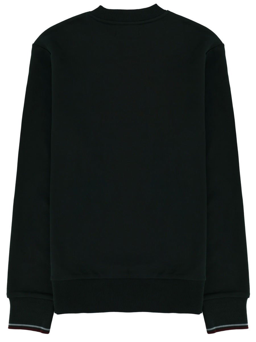 Fred Perry Logo-Embroidered Cotton Sweatshirt — Green, view 2