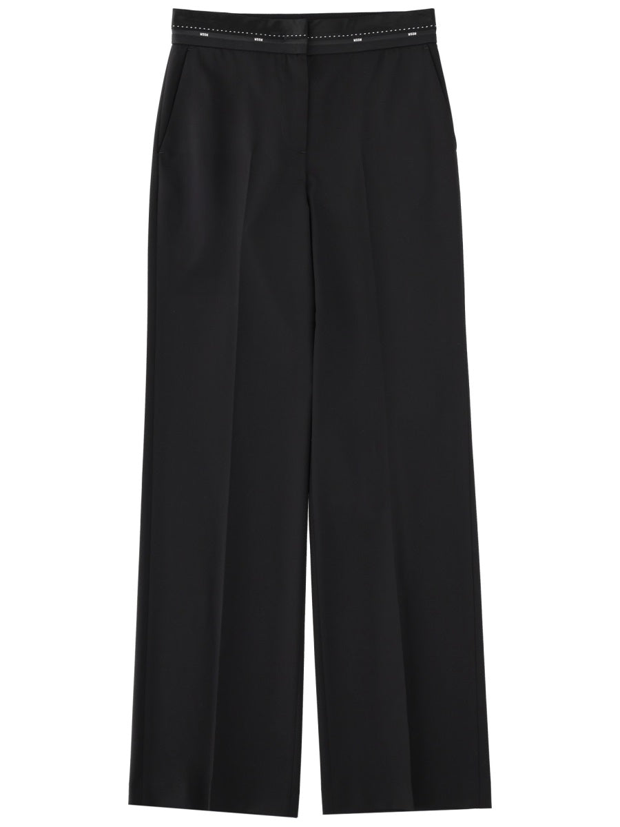 MSGM Wool-Blend Trousers — Black by Msgm