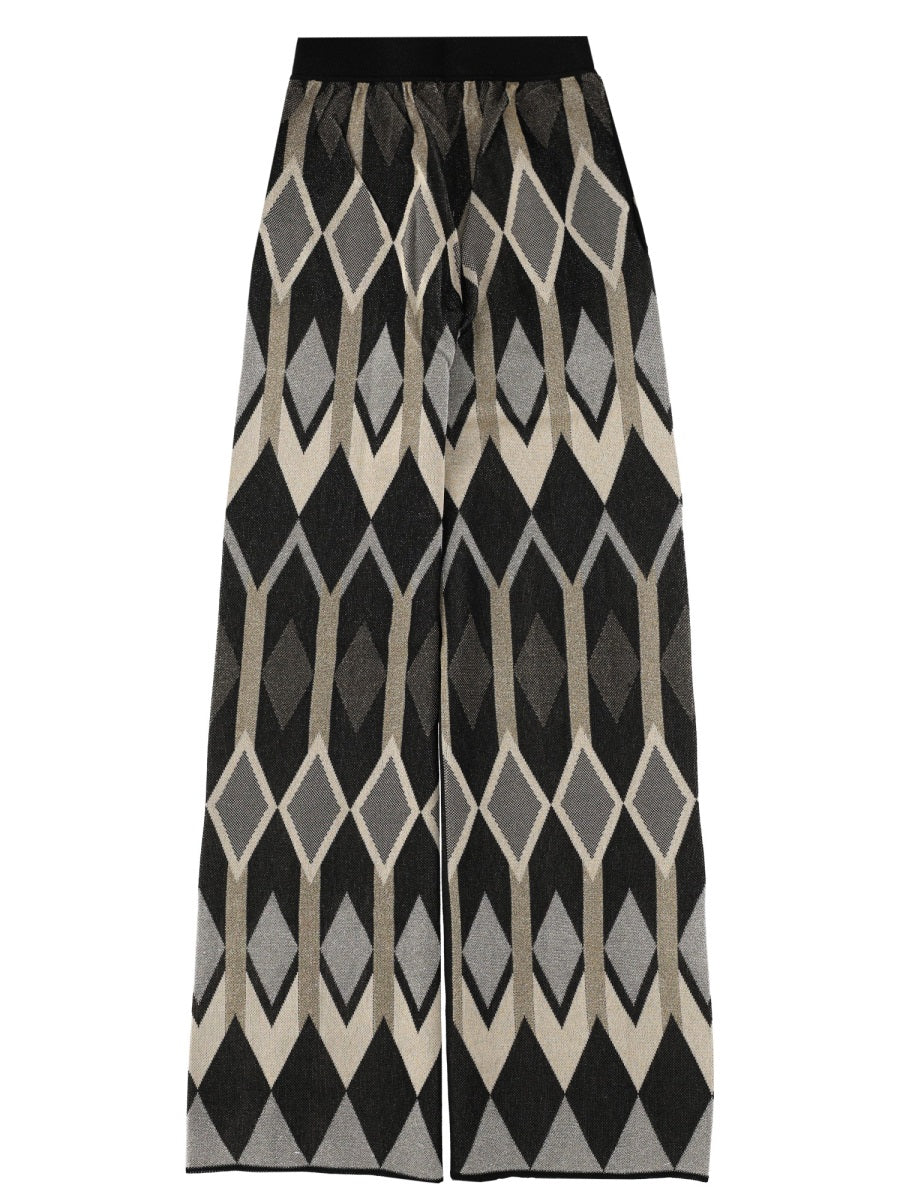 Circus Hotel Geometric Lamé Jacquard Trousers — Multicolor, view 2