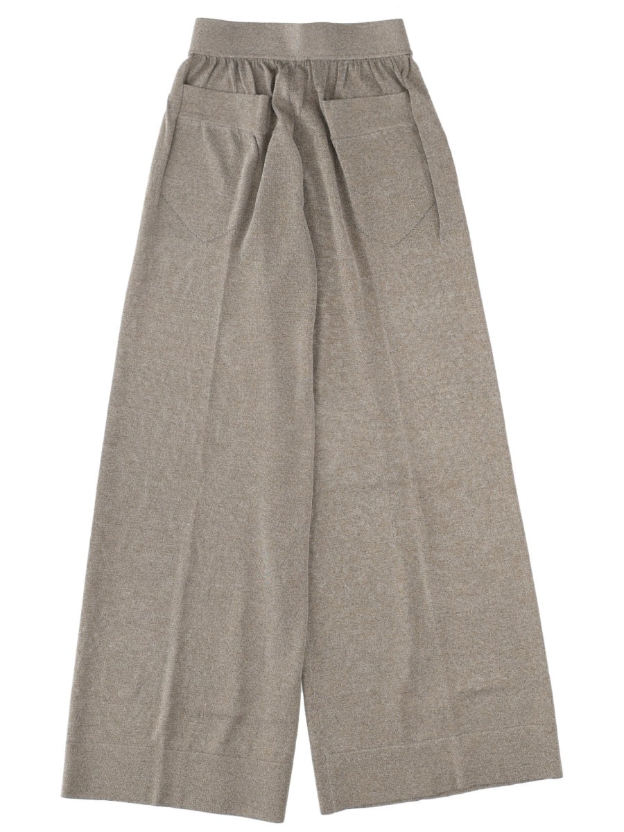Circus Hotel Wide-Leg Tailored Trousers — Gray, view 2
