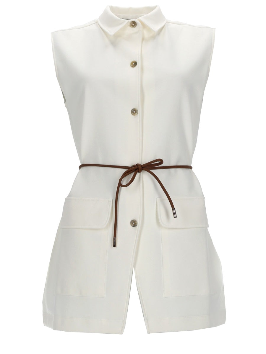 Herno Belted Cotton Gilet — White by Herno