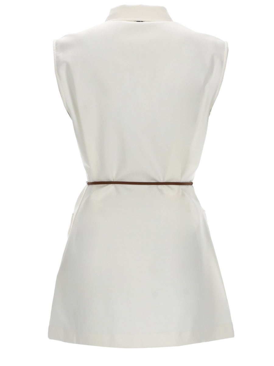 Herno Belted Cotton Gilet — White, view 2
