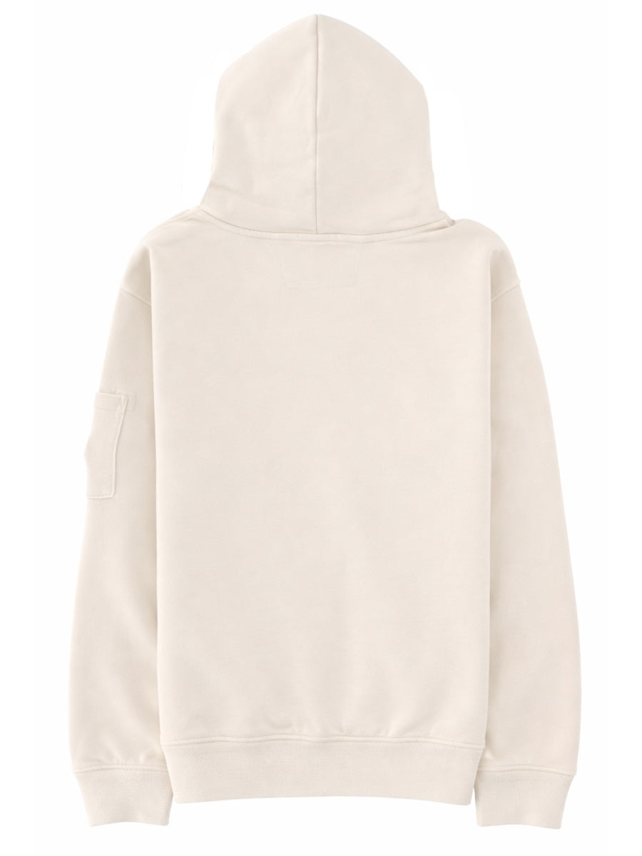 C.P. Company Hooded Cotton Sweatshirt — Ivory, view 2