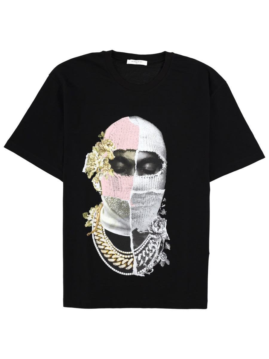 Ih Nom Uh Nit Newspaper Mask Print T-Shirt — Black by Ih Nom Uh Nit