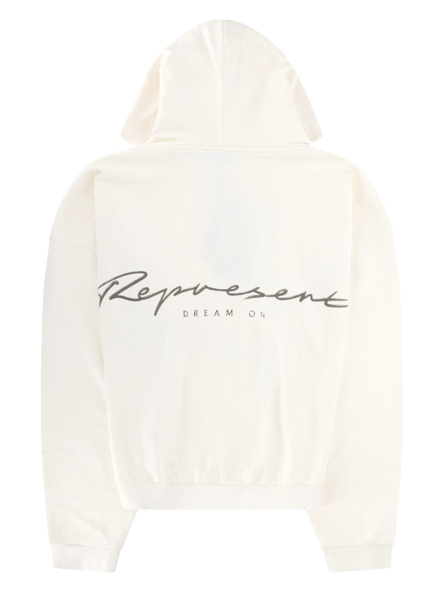 Represent Western Dobermans Logo Cotton Sweatshirt — White, view 2