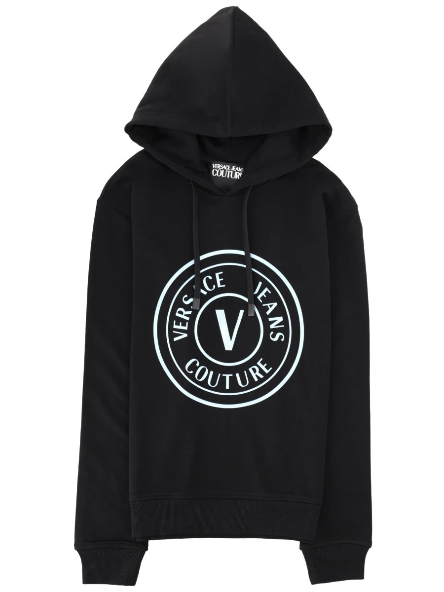 Versace Jeans Couture Logo Cotton Hooded Sweatshirt — Black by Versace Jeans Couture