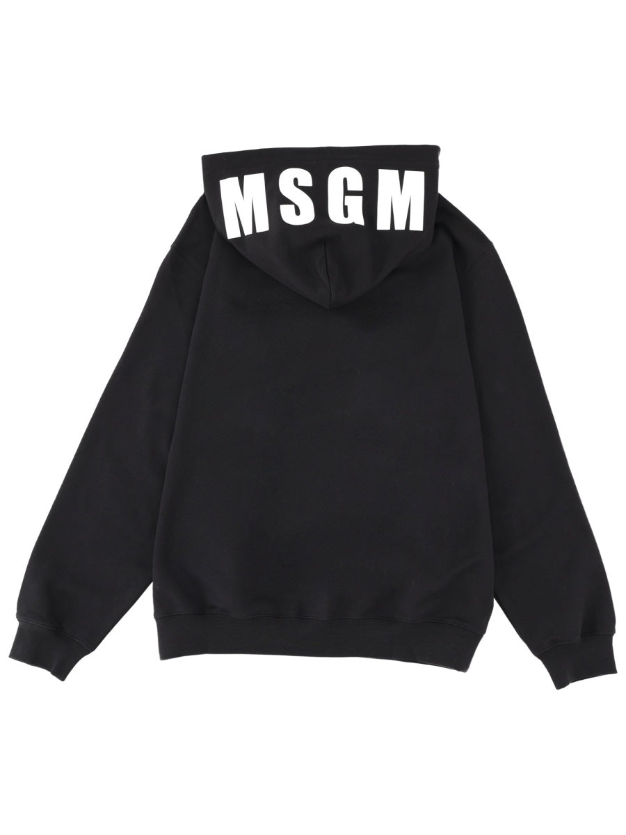 MSGM Logo-Embroidered Cotton Sweatshirt — Black by Msgm