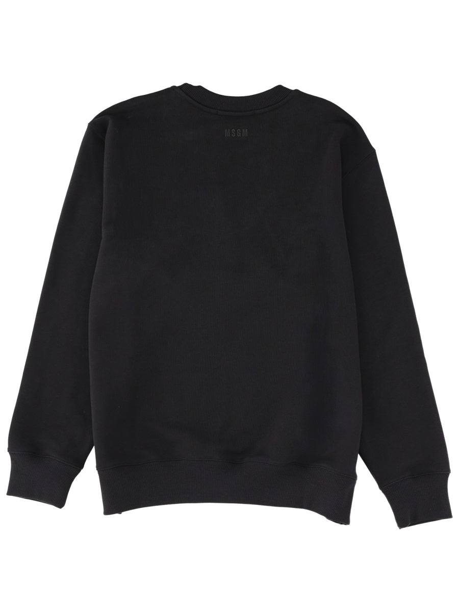 MSGM Graphic Cotton Sweatshirt — Black by Msgm
