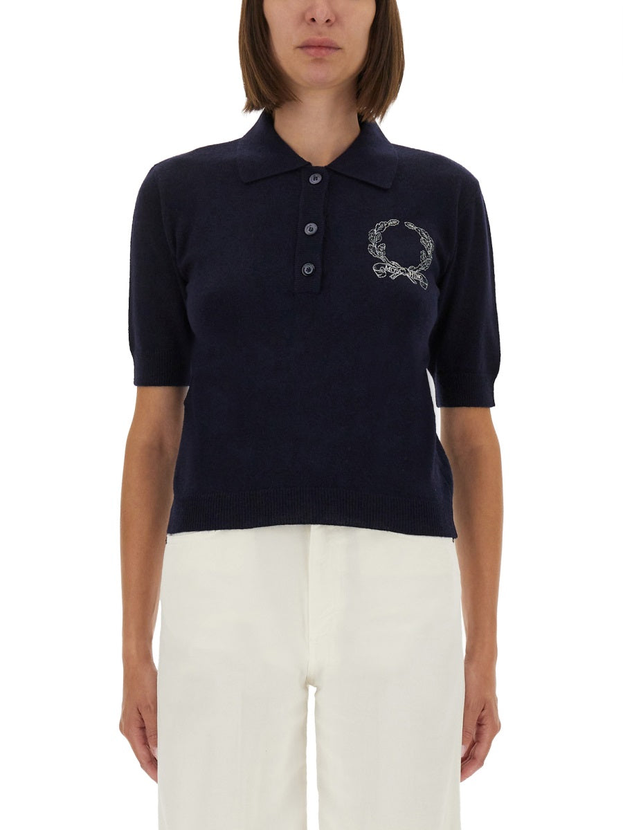 Moschino Logo-Embroidered Wool Blend Sweater — Blue, view 3