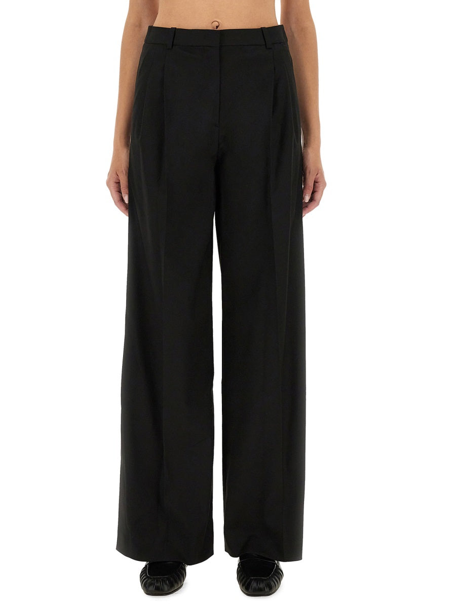 The Garment Straight Wide Fit Trousers — Black, view 2