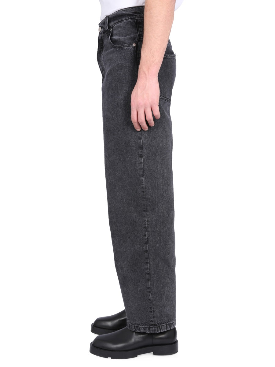 éTudes Studio High-Waist Organic Cotton Jeans — Black, view 3