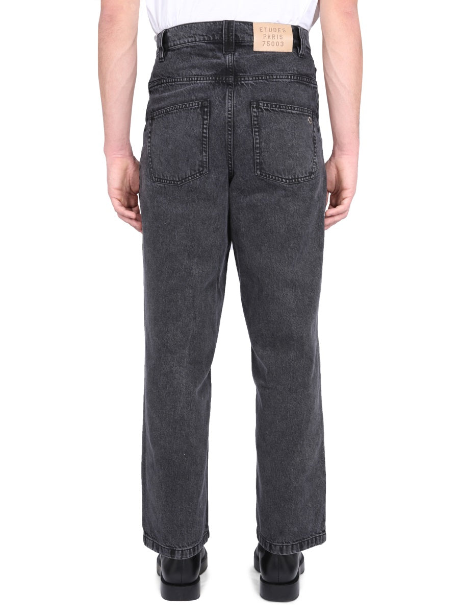 éTudes Studio High-Waist Organic Cotton Jeans — Black, view 4