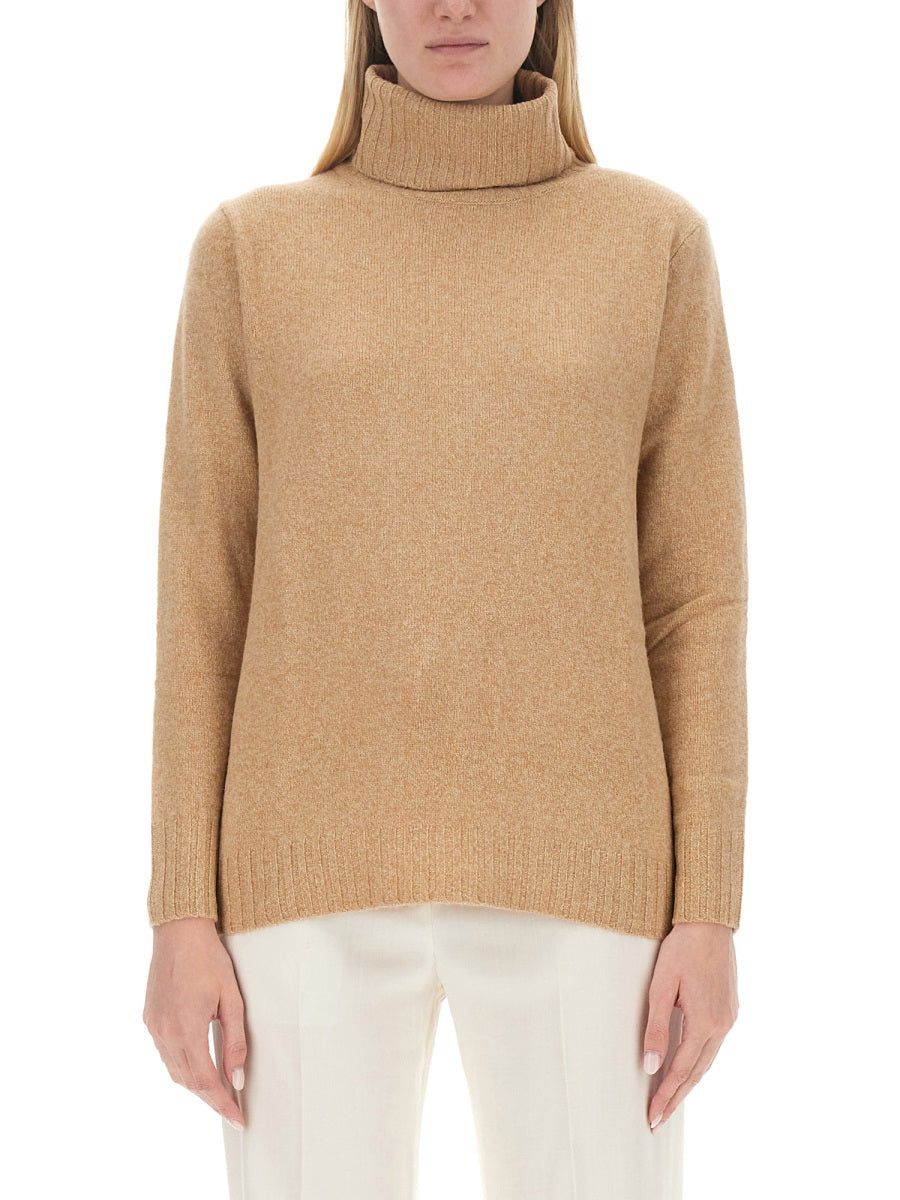 Aspesi Wool Jersey Sweater — Beige, view 4