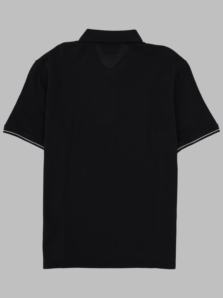 C.P. Company Cotton-Polyamide Blend Polo Shirt — Black, view 2
