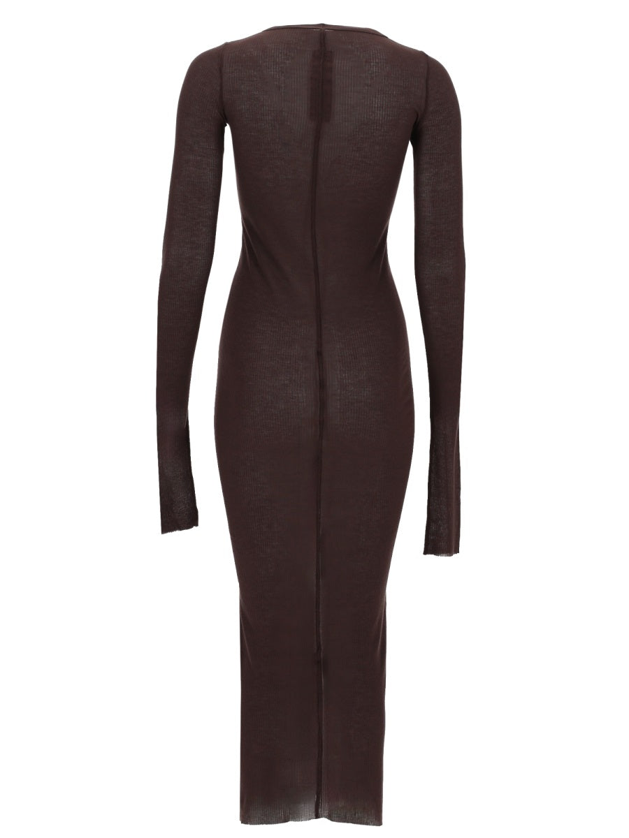 Rick Owens Viscose-Silk Blend Midi Dress — Brown by Rick Owens