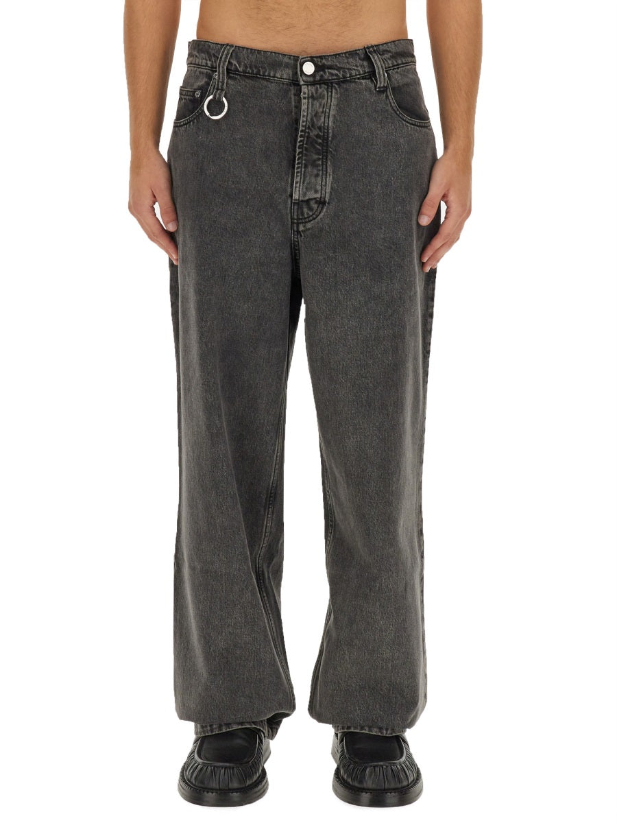 éTudes Studio Wide Leg Organic Cotton Jeans — Black, view 2
